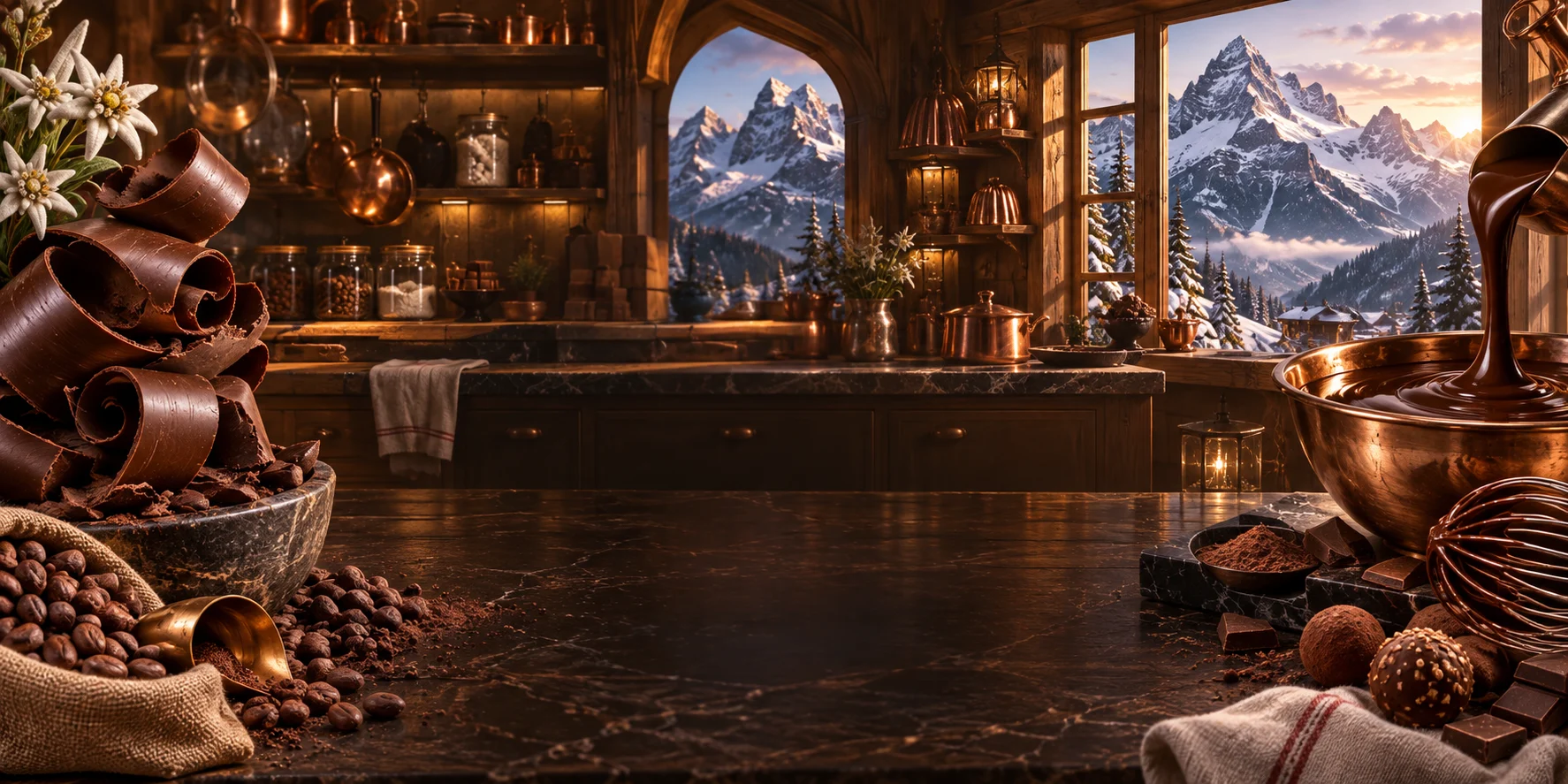 Alpine Gold Chocolatier themed scene