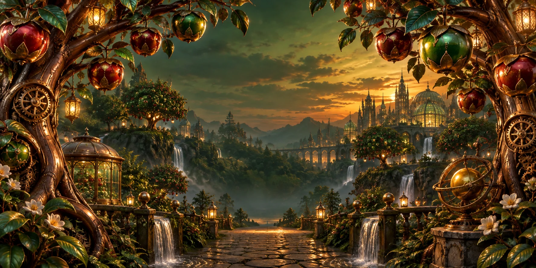 Clockwork Orchard themed scene