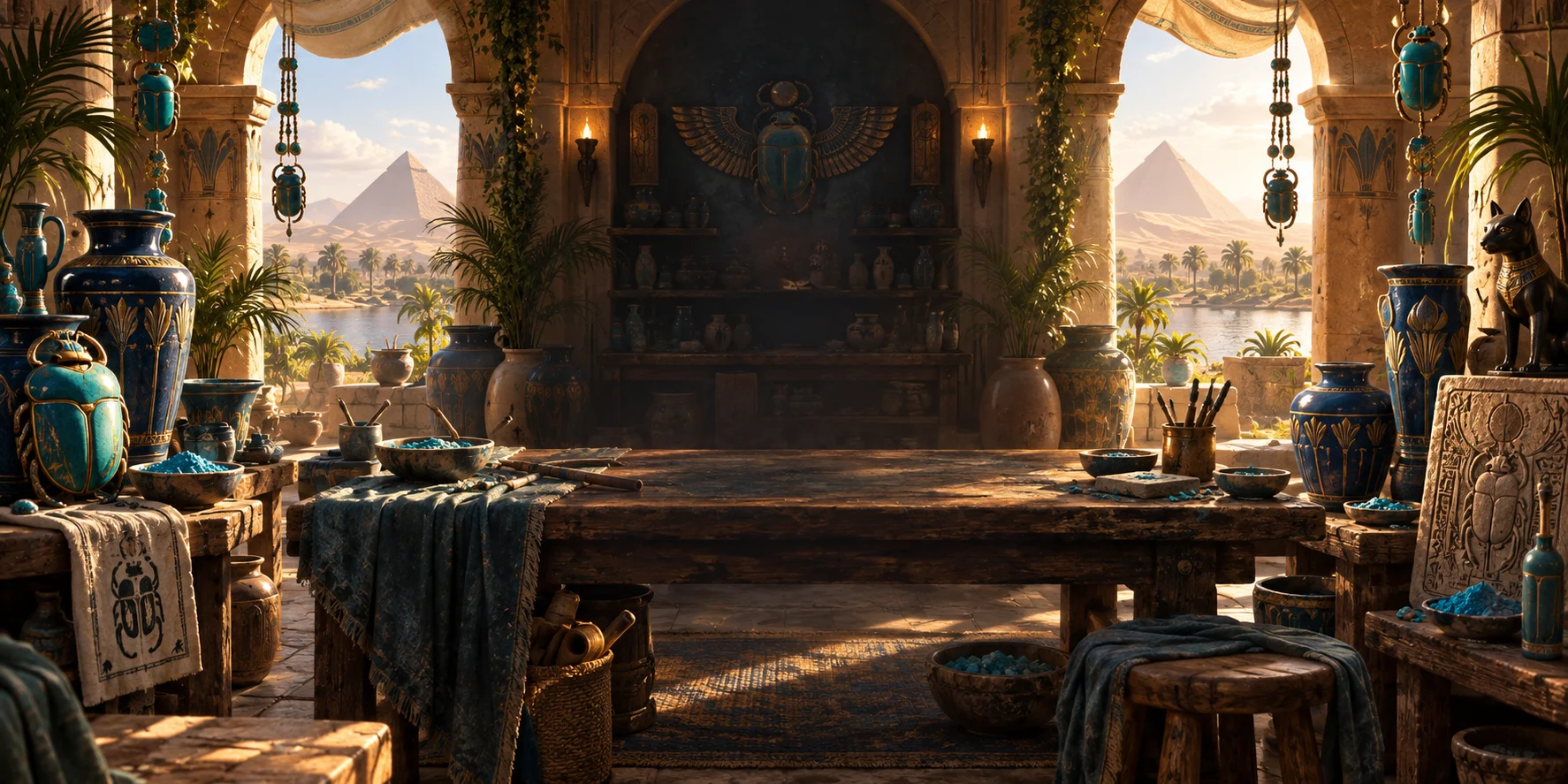 Faience Scarab Studio themed scene