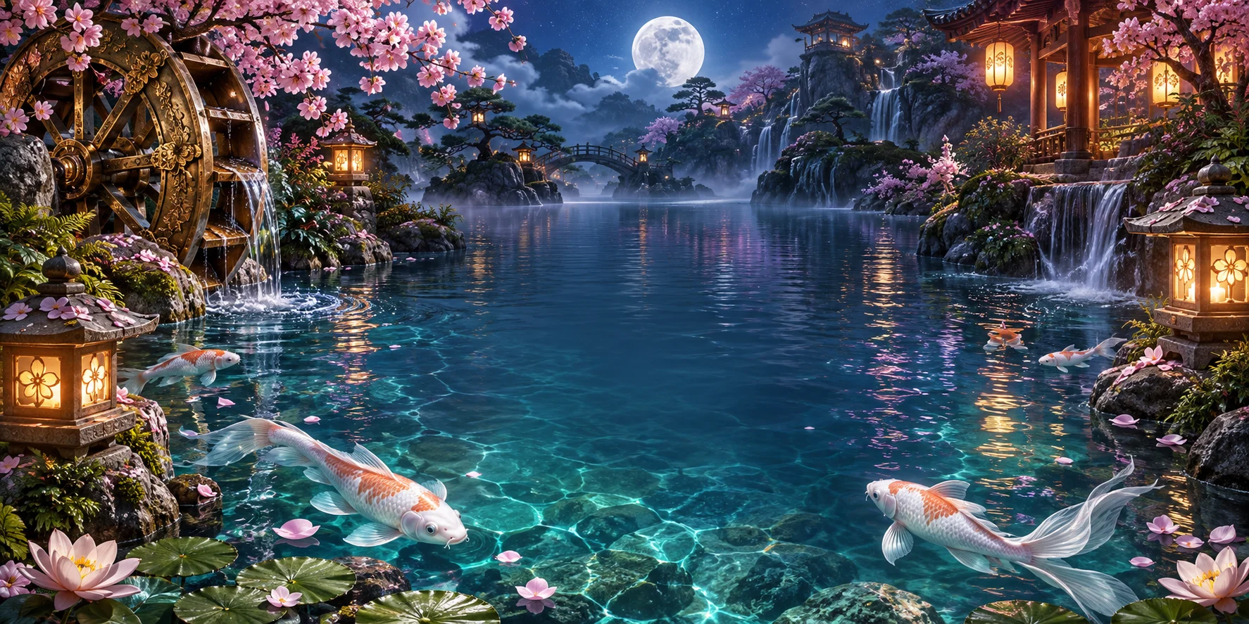 Moonblossom Koi Engine themed scene