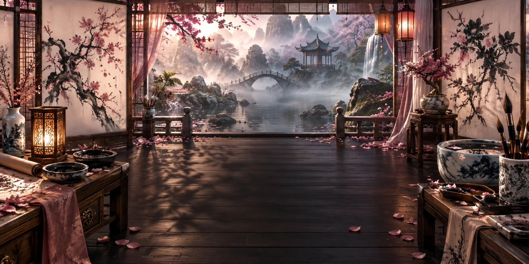 Sumi-e Bloom themed scene